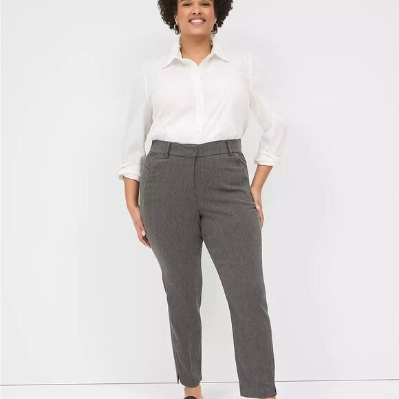 Lane Bryant Charcoal Micro Check Pants - Picture 1 of 6
